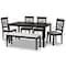 Baxton Studio Gustavo Grey Upholstered and Brown Finished Wood 6-Piece Dining Set 170-9402-10915-10519 - alternate 4